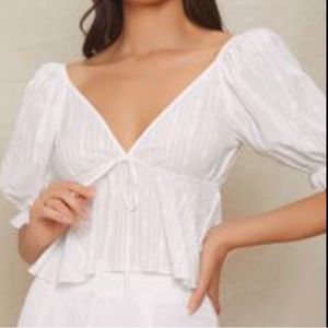 peplum puff sleeve top